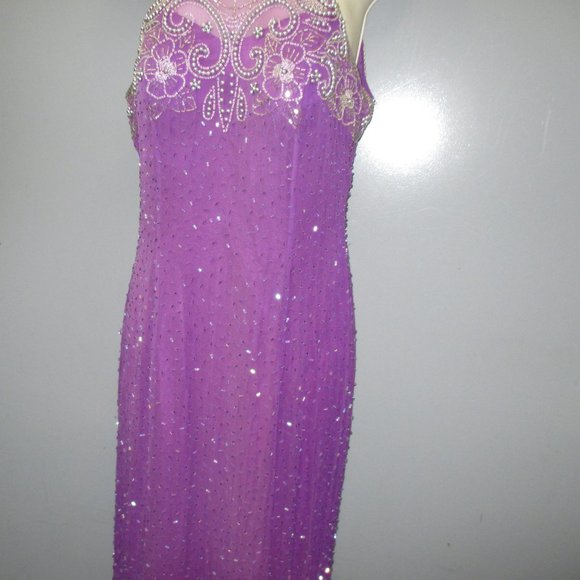 Bella Diosa Collection Ballroom Dress Size 6 Purple/Silver Sequence Lined Dress - Picture 4 of 13
